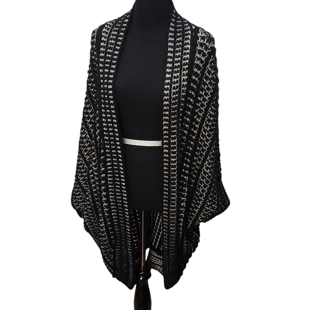 Camille & Company Cocoon Black and Tan Knit Sweater Size Large XL